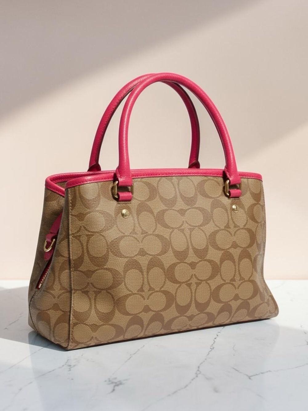 Coach Margot Carryall Satchel with Certificate of Authenticity Pink Trim - Picture 2 of 16